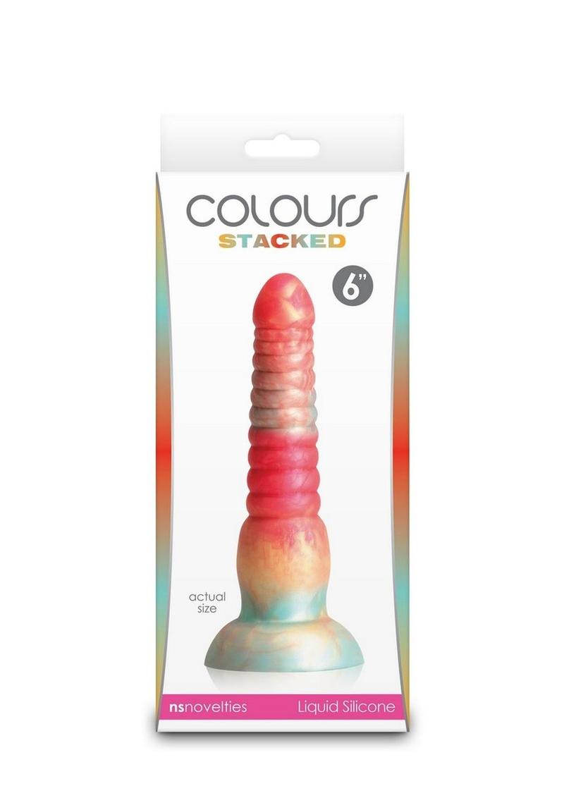 Colours Stacked Silicone Dildo 6in - Red/Gold