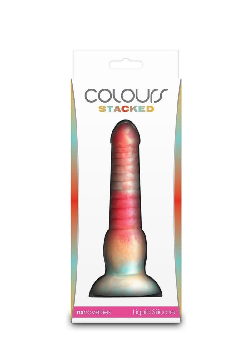 Colours Stacked Silicone Dildo 6in - Red/Gold