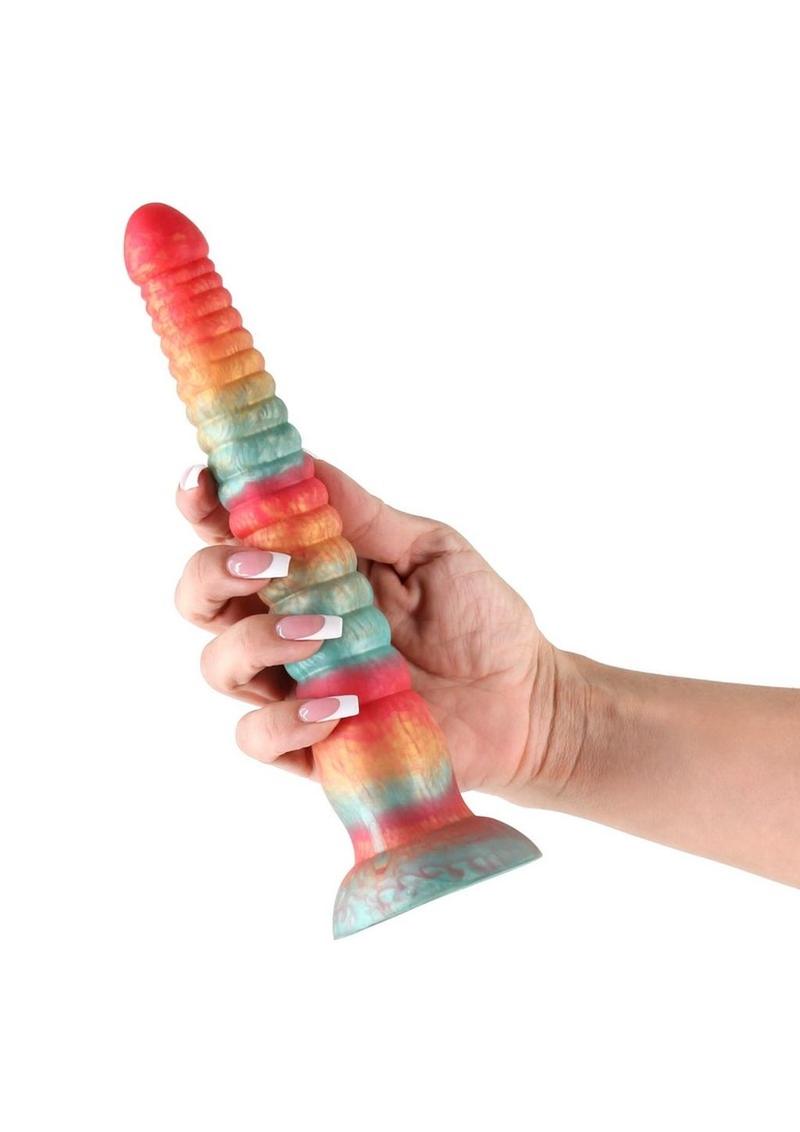 Colours Stacked Silicone Dildo 9in - Red/Gold