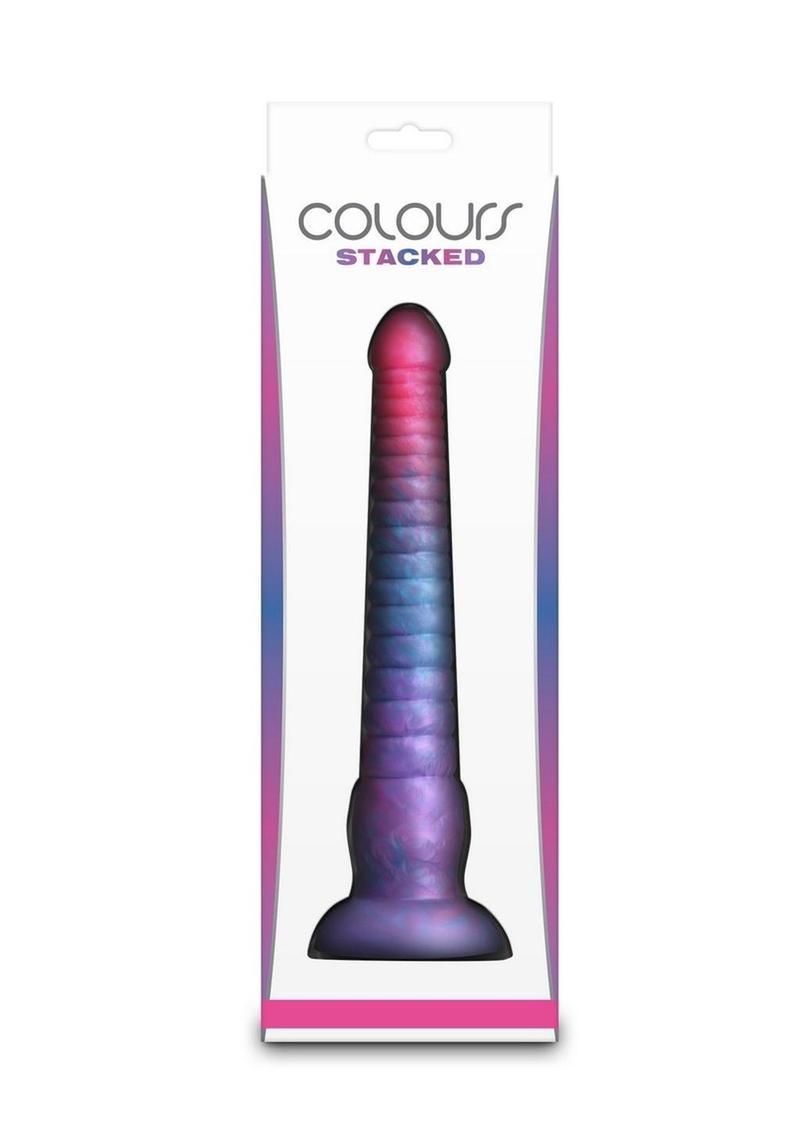 Colours Stacked Silicone Dildo 9in - Pink/Blue