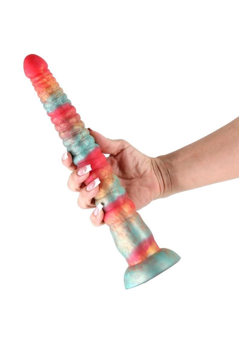 Colours Stacked Silicone Dildo 12in - Red/Gold