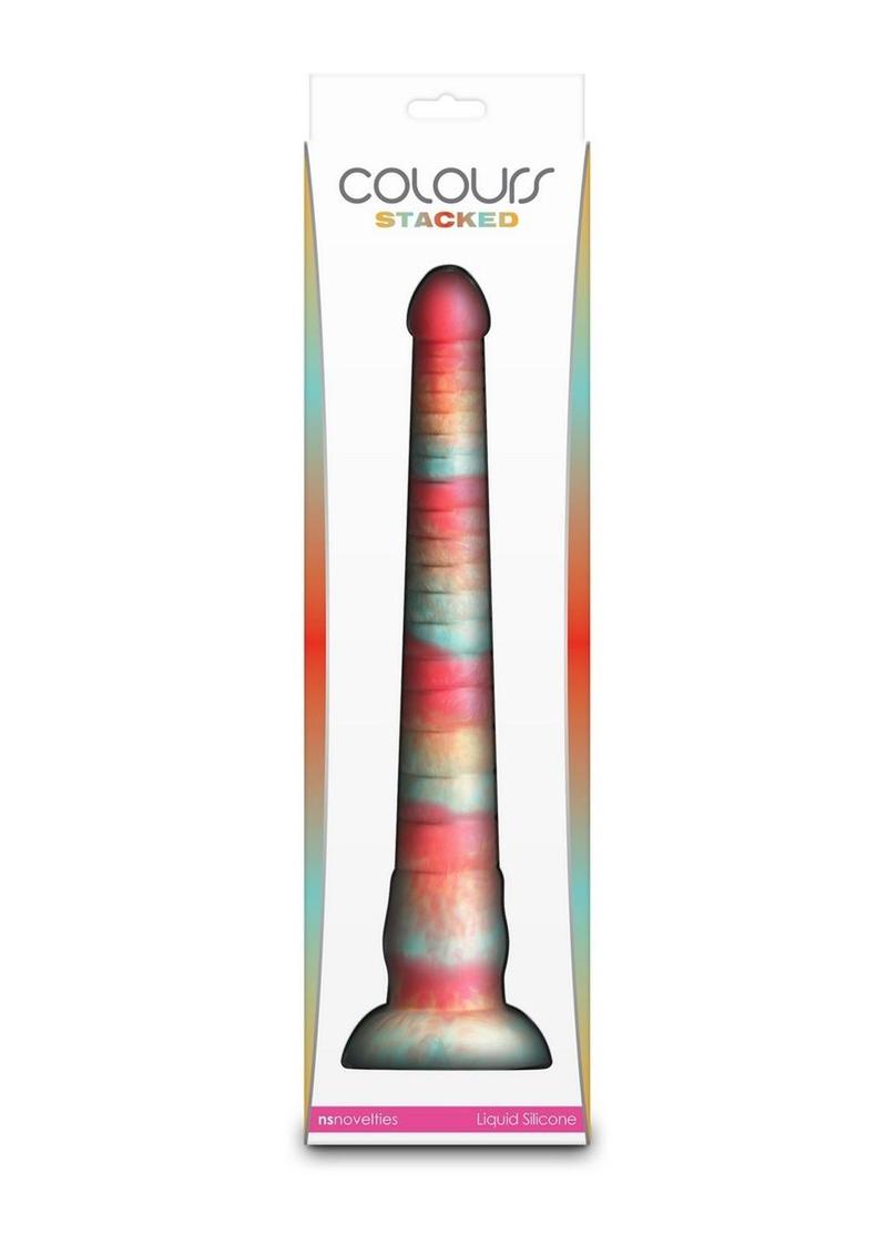 Colours Stacked Silicone Dildo 12in - Red/Gold