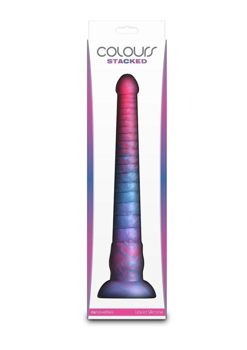Colours Stacked Silicone Dildo 12in - Pink/Blue