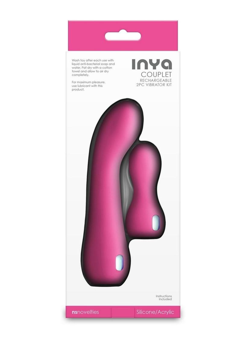 Inya Couplet Rechargeable Silicone Vibrators (2pc Set) - Pink