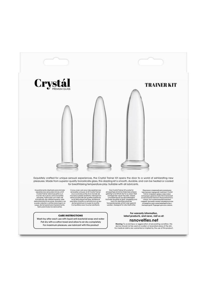 Crystal Trainer Glass Anal Plugs Kit (3pc Set) - Clear
