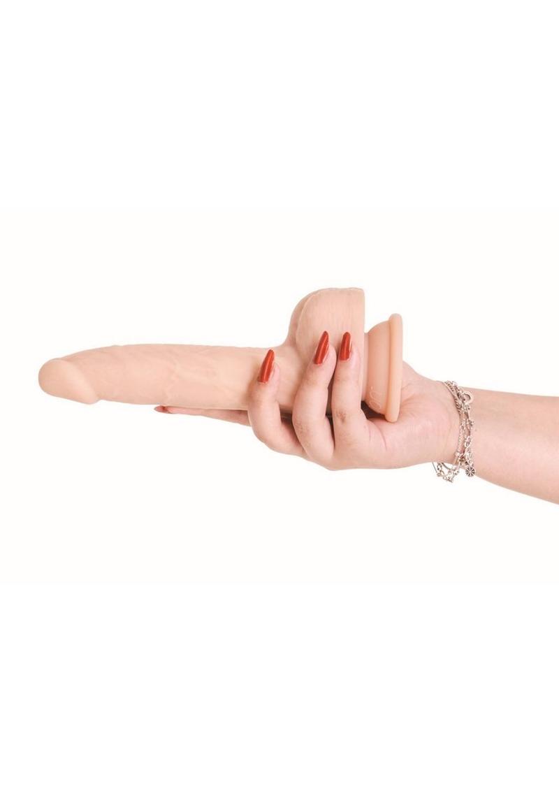 Naked Addiction Maximum Thrusting & Vibrating Rechargeable Silicone Dong with Remote Control 8.5in - Vanilla
