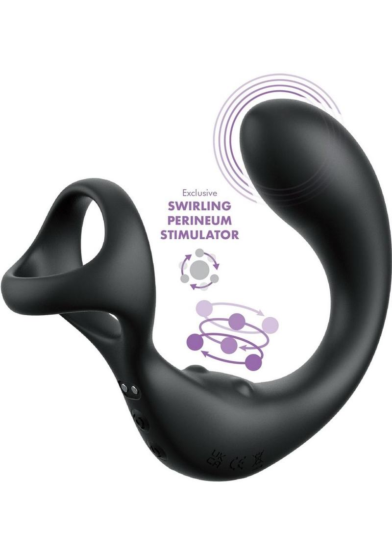 Anal Fantasy Elite Ass-Gasm Taint-Alizer Rechargeable Silicone Prostate Stimulator with Remote Control - Black