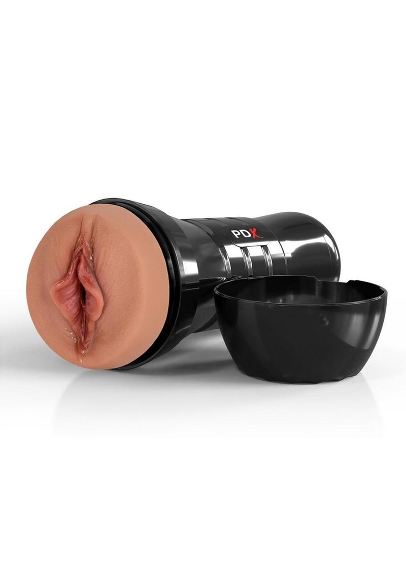 PDX Extreme Wet Pussies Super Luscious Lips XXL Self Lubricating Stroker - Caramel