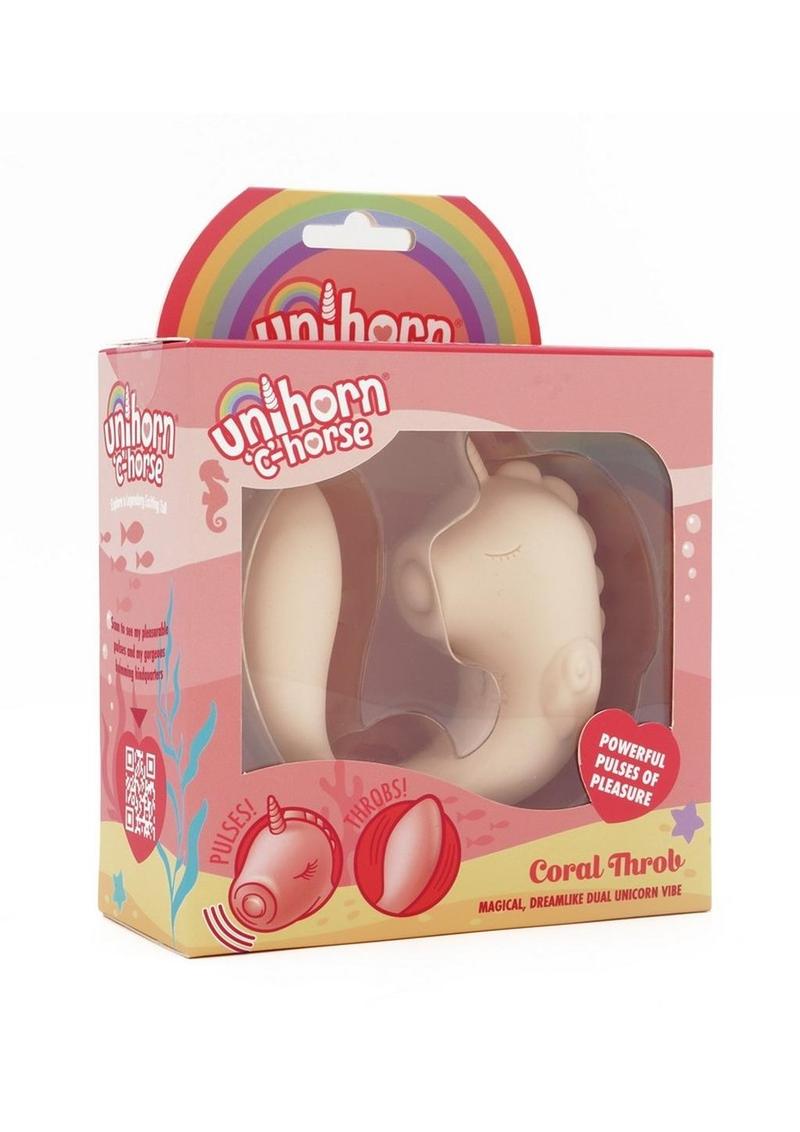 Unihorn Coral Throb C Horse Rechargeable Silicone Dual Vibrator - Pink