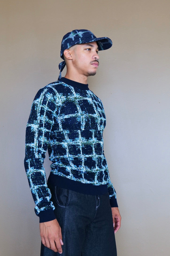 Henrik Vibskov DUSK KNITTED BLOUSE - BLACK SHIBORI CHECKS