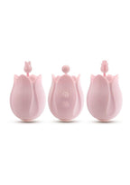 Play with Me Romantic Rose Rechargeable Silicone Nipple and Clitoral Stimulator with 3 Interchangeable Attachments - Pink