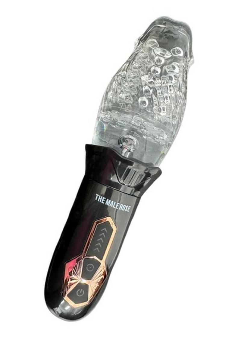 The Male Rose Gawk Gawk 3000 Rechargeable Rotating Masturbator - Black/Clear