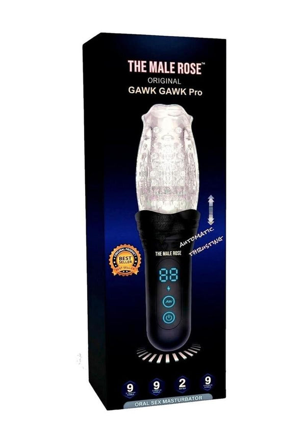 The Male Rose Pro Rechargeable Thrusting Rotating Masturbator - Black/Clear