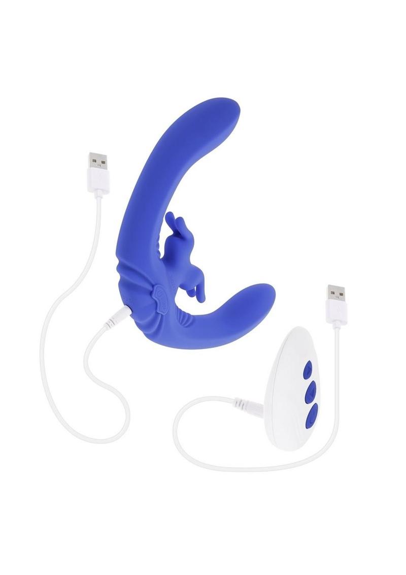 Lovebirds Rechargeable Silicone Dual Vibrator with Remote Control - Blue