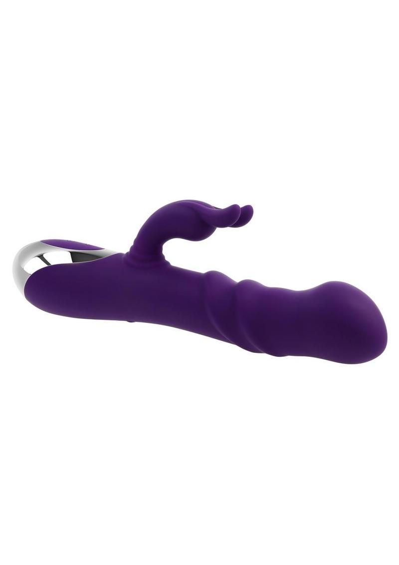 Playboy Bunny Punch Rechargeable Silicone Rabbit Vibrator with Twirly G-Spot Head - Purple