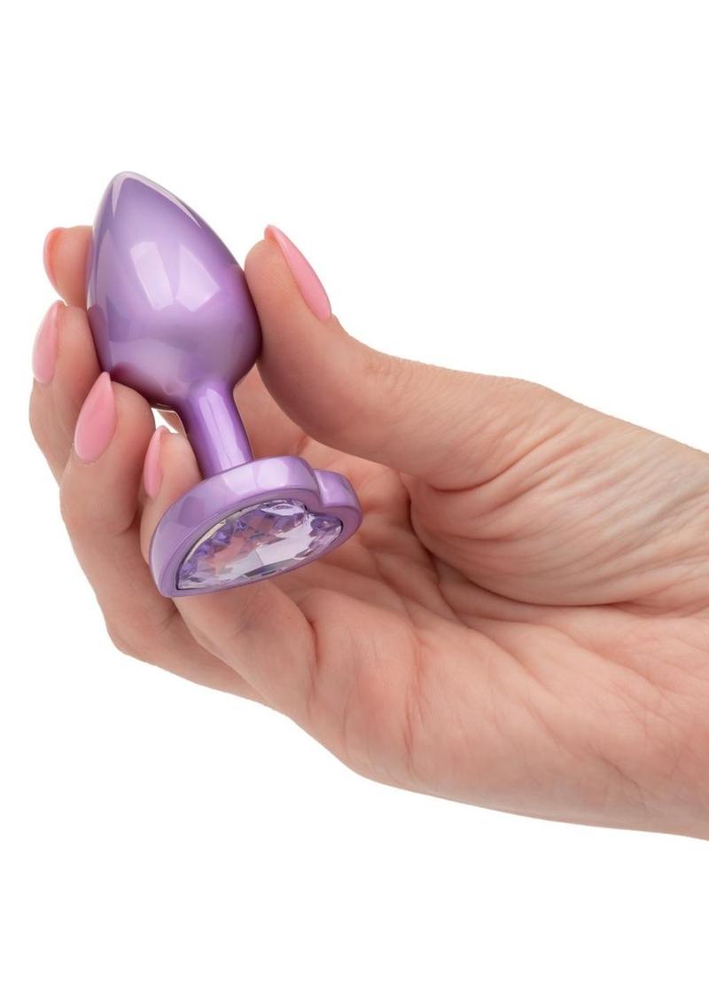 Jewel Amethyst Heart Anal Plug - Small - Purple