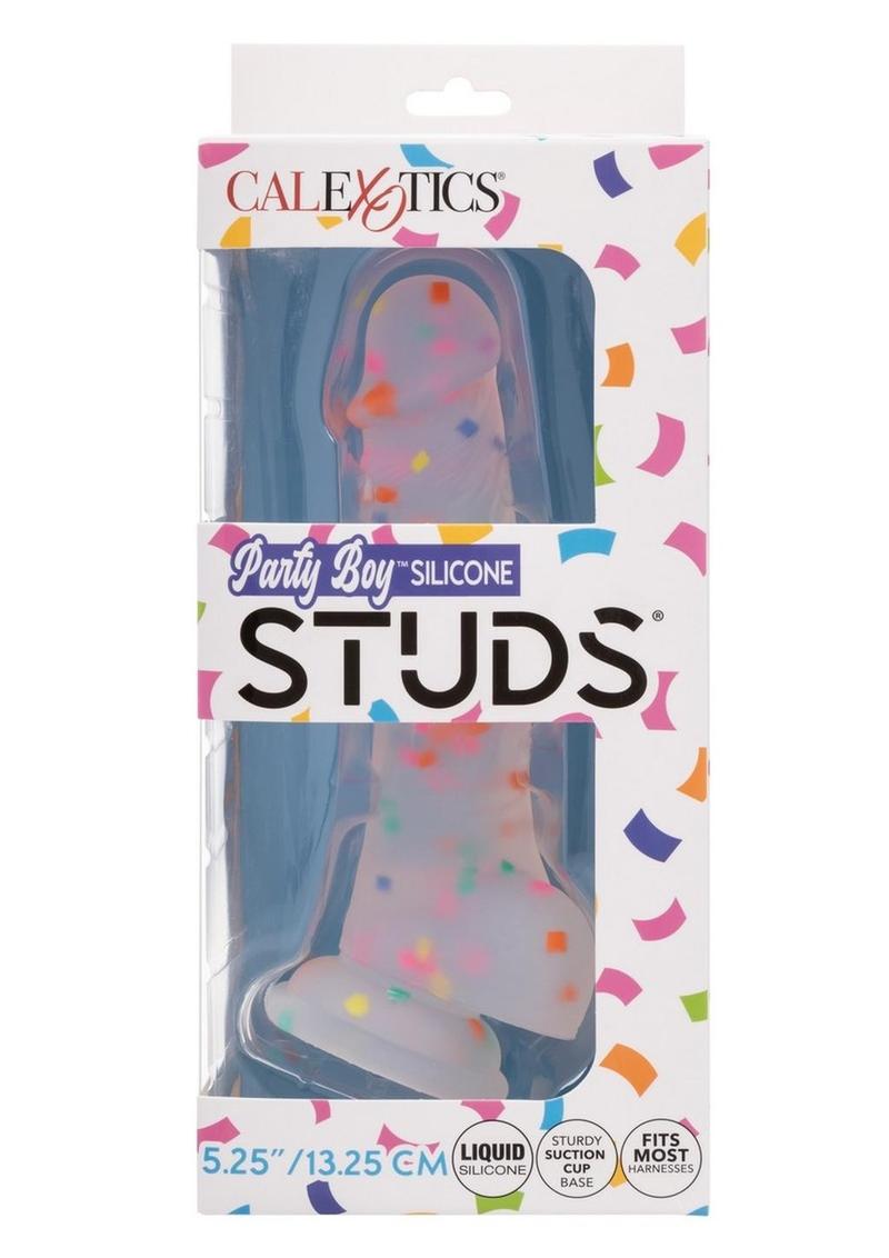 Silicone Studs Party Boy Dong with Suction Cup 5.25in - Multicolor