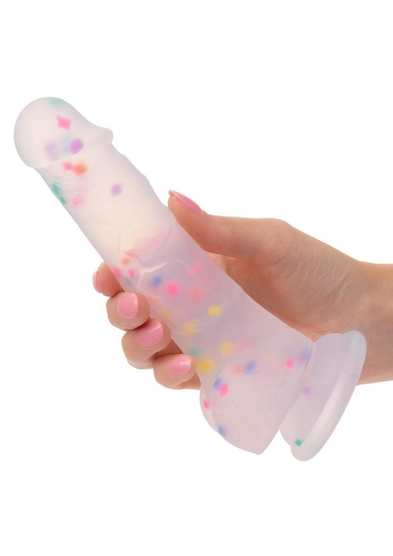 Silicone Studs Party Boy Dong with Suction Cup 5.25in - Multicolor