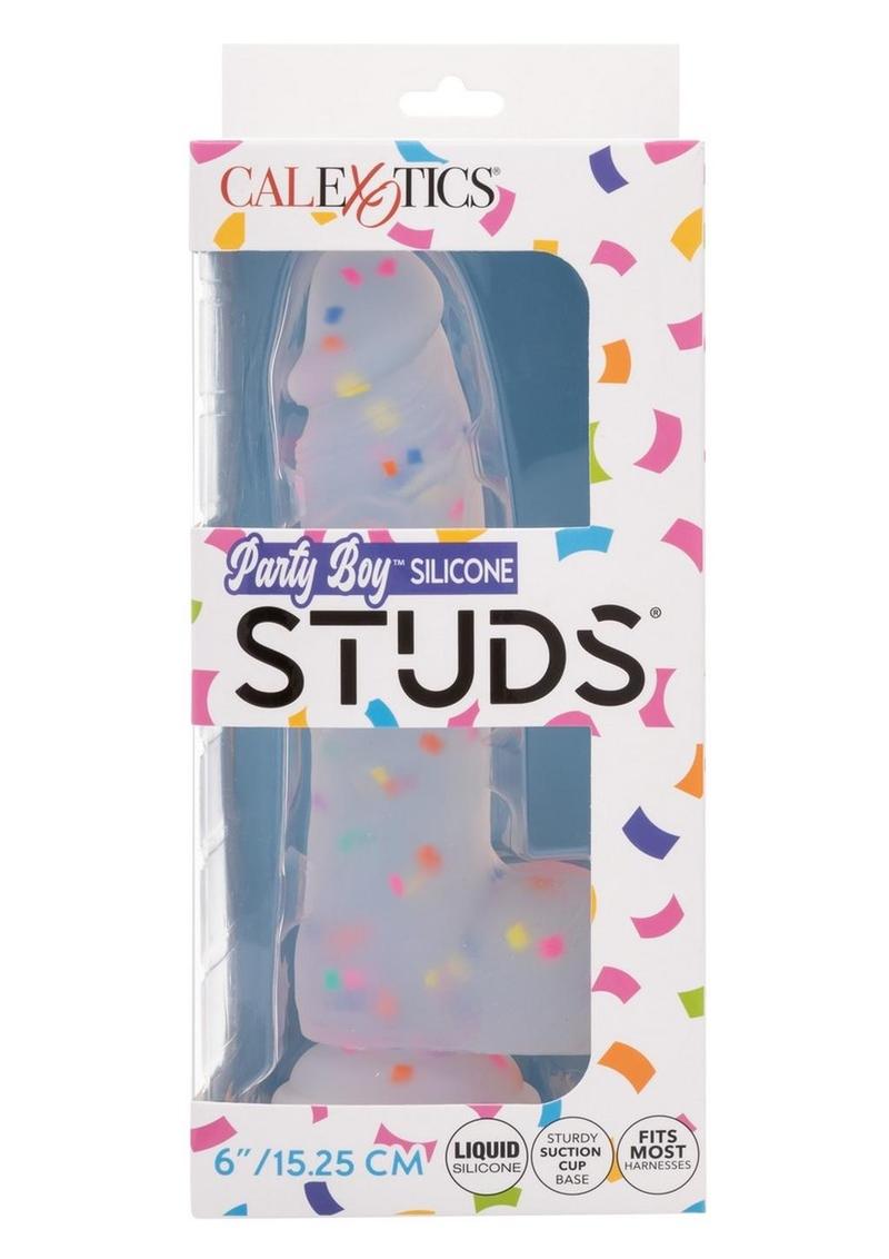 Silicone Studs Party Boy Dong with Suction Cup 6in - Multicolor