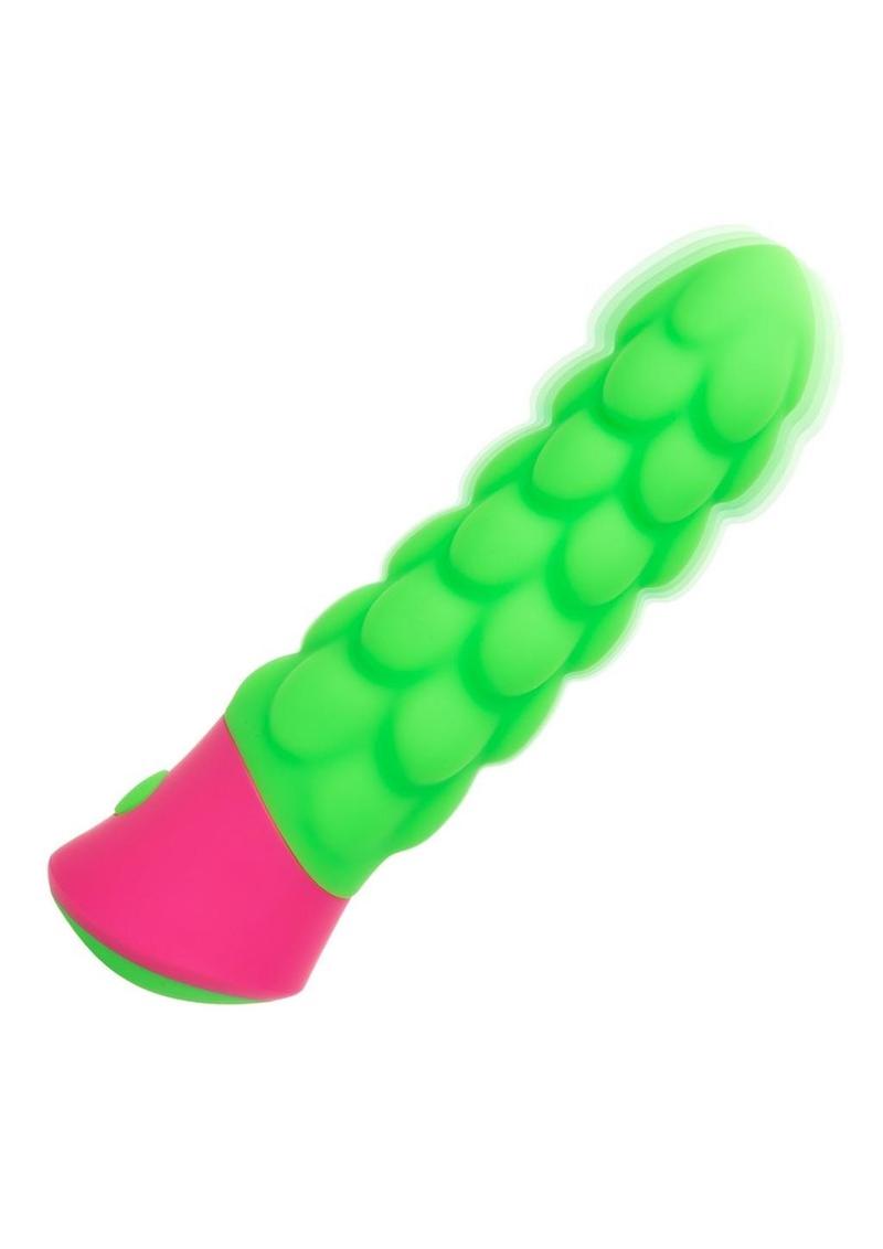 Rave Ripple Rechargeable Silicone Vibrator - Green/Pink