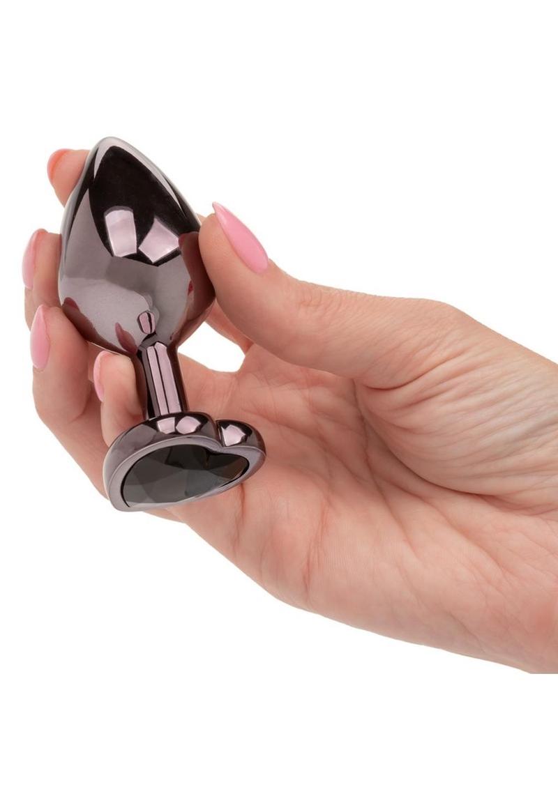 Jewel Black Diamond Heart Anal Plug - Large - Black