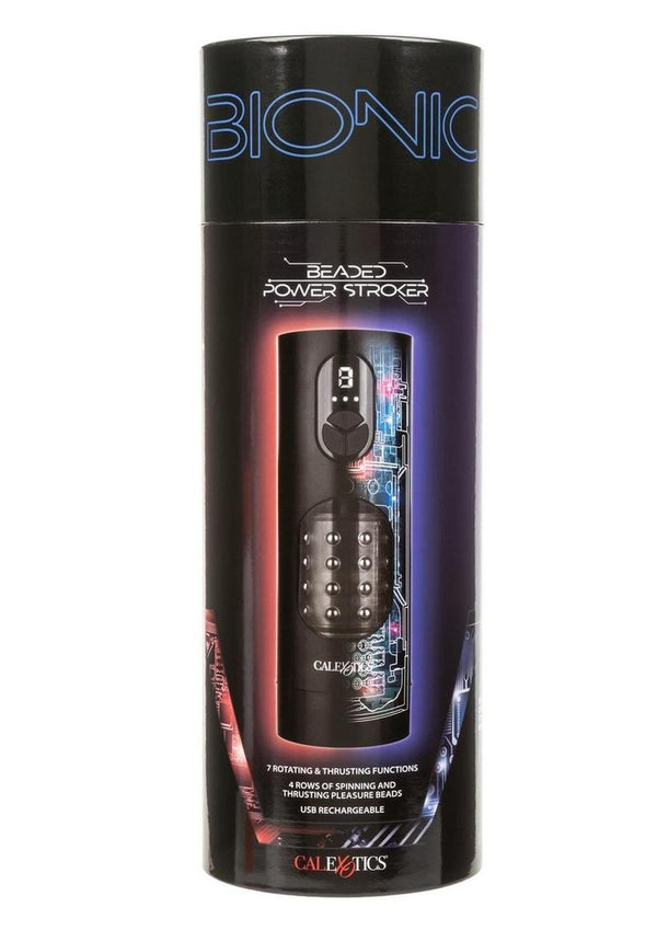 Bionic™ Beaded Rechargeable Power Stroker - Pussy - Clear/Black