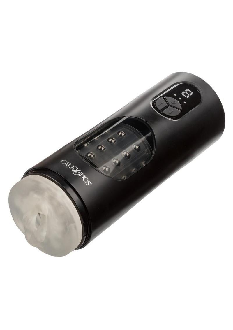 Bionic™ Beaded Rechargeable Power Stroker - Pussy - Clear/Black