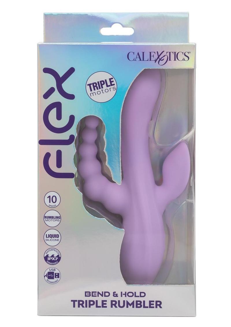 Flex Bend & Hold Triple Rumbler Rechargeable Silicone Triple Stimulation Vibrator - Purple