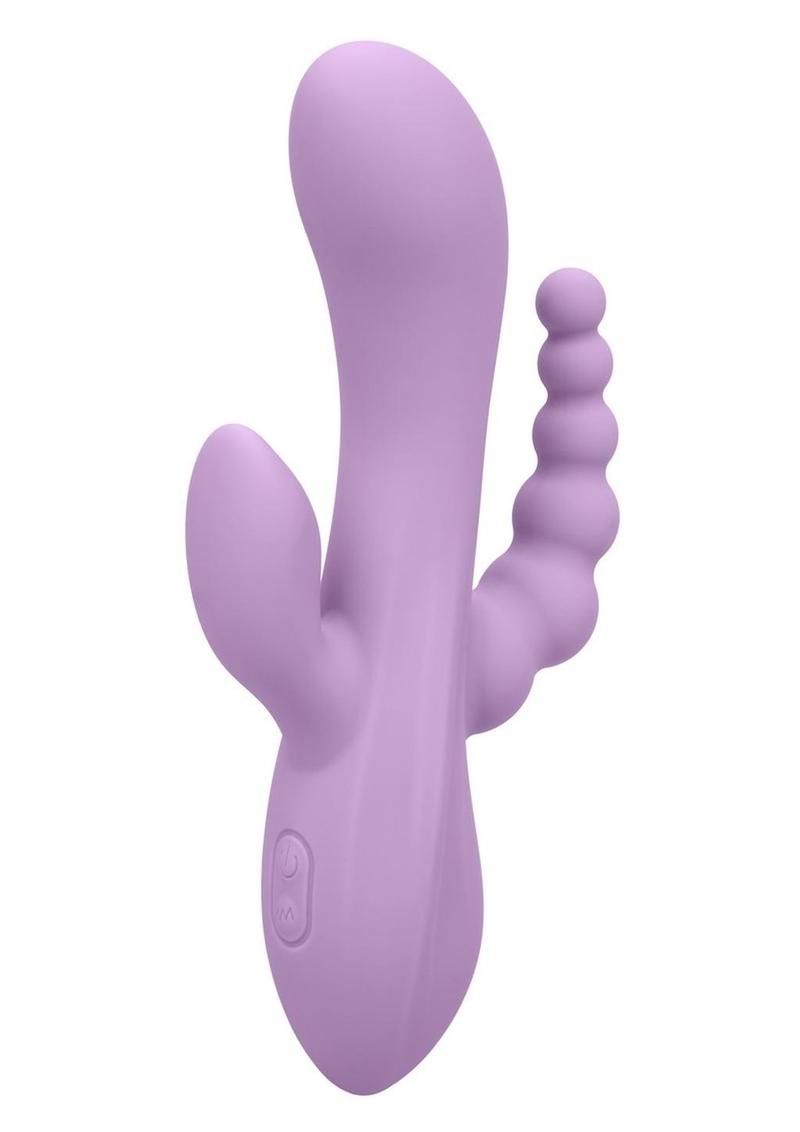 Flex Bend & Hold Triple Rumbler Rechargeable Silicone Triple Stimulation Vibrator - Purple