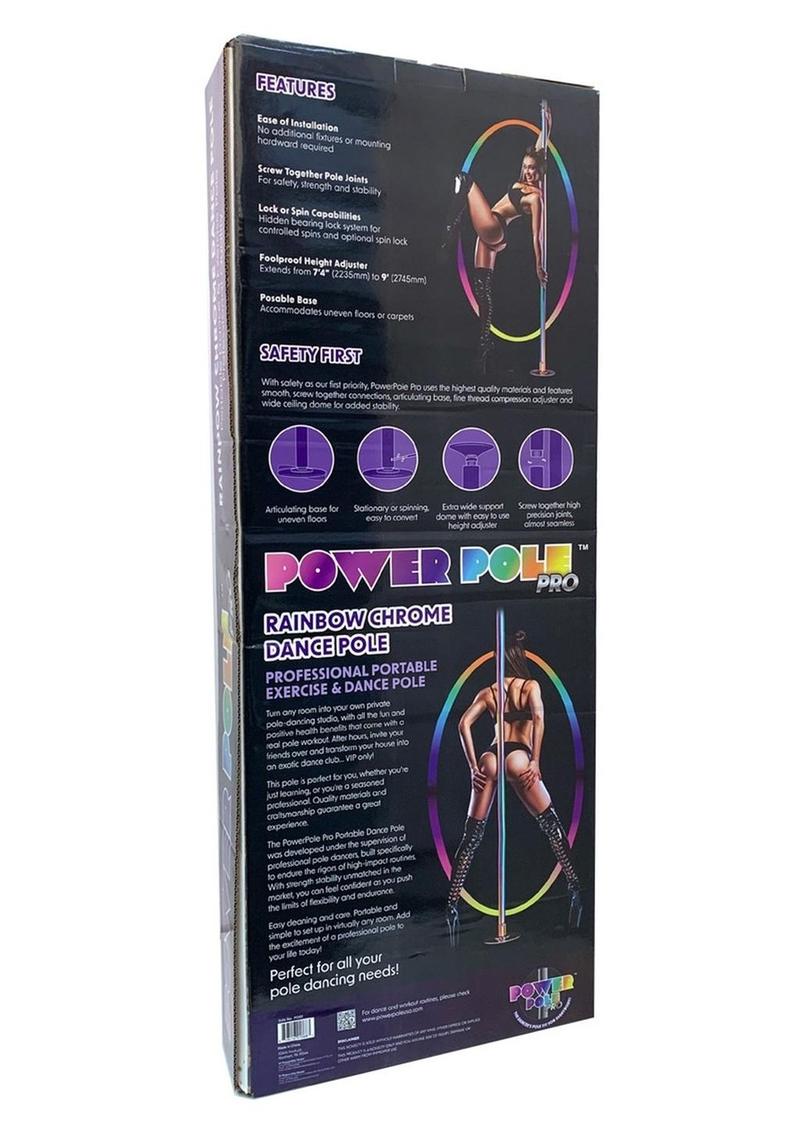 Power Pole Pro Professional Portable Exercise & Dance Spinning Pole Extends Up To 9ft - Rainbow