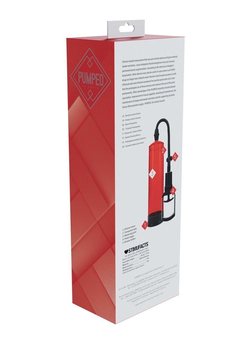 Pumped Basic Pump 2 Water Resistant Silicone Penis Pump - Red
