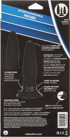 Eclipse Interchangeable Rechargeable Silicone Probe with Remote Control - Black
