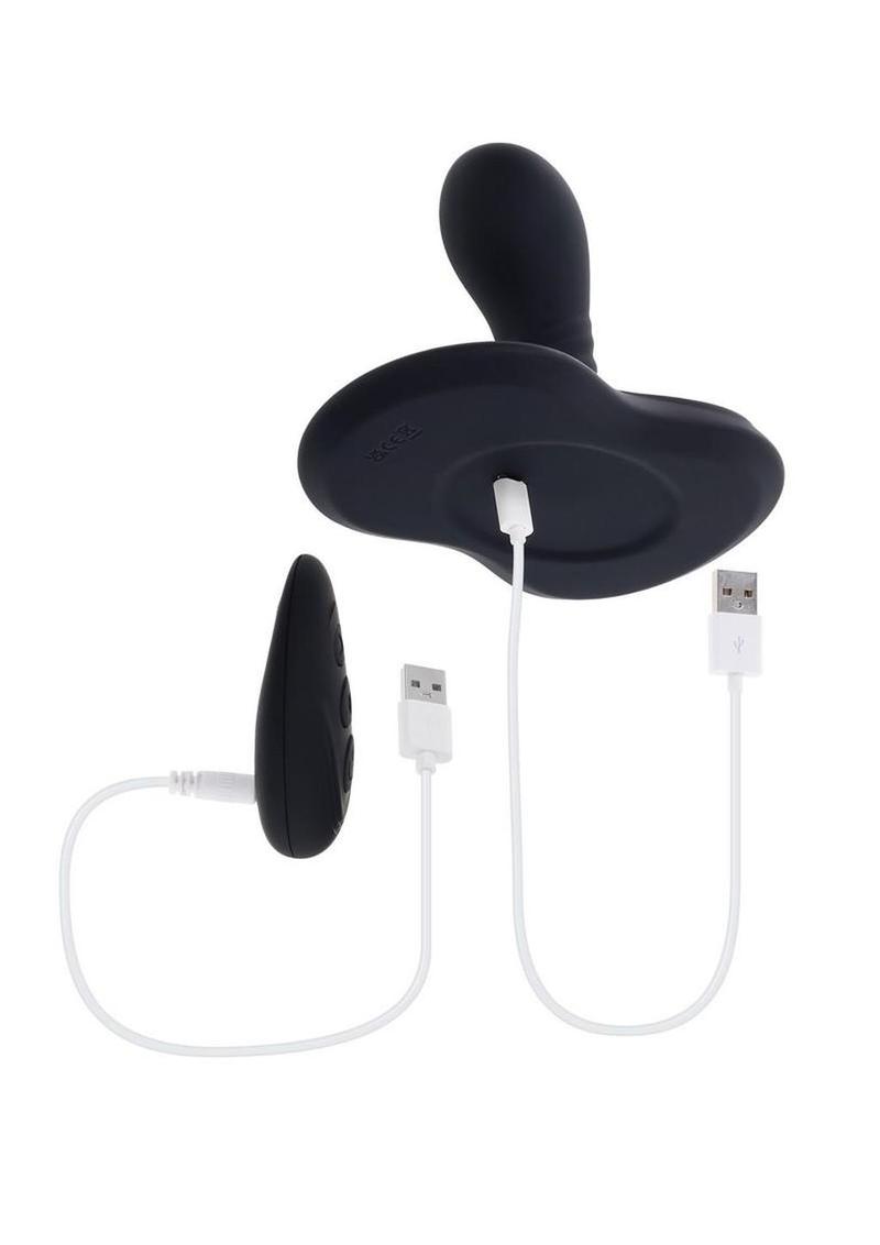 Playboy Sittin And Spinnin Rechargeable Silicone Vibrator with Remote Control - Black