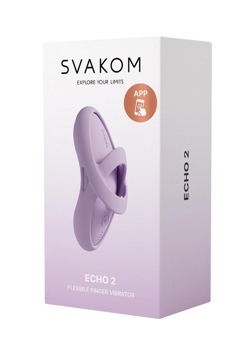 Svakom Echo 2 App Compatible Rechargeable Silicone Heated Finger Vibrator - Pink Lilac