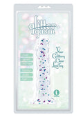 Glittergasm Swirl Clear Dildo with Suction Cup - Blue/Purple/Violet Glitter