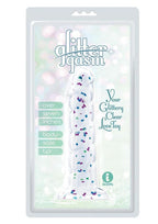 Glittergasm Swirl Clear Dildo with Suction Cup - Blue/Purple/Violet Glitter