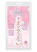 Glittergasm Swirl Clear Dildo with Suction Cup - Orange/Red/Golden Glitter