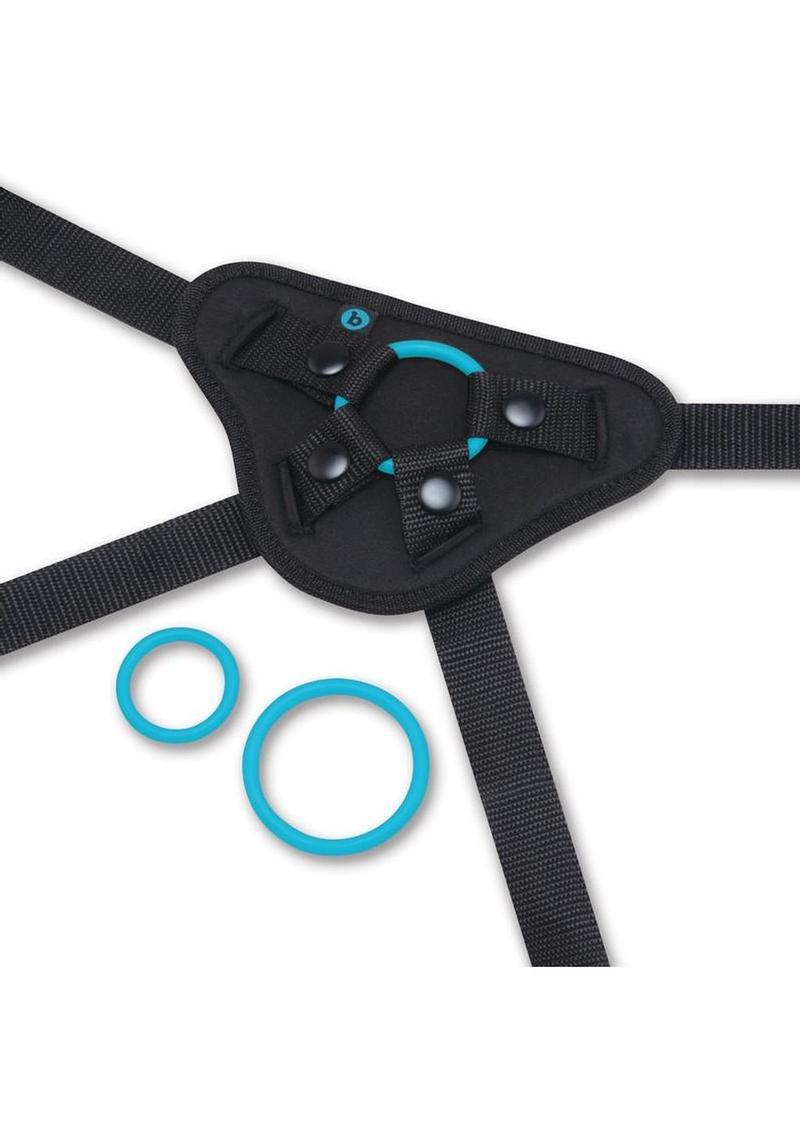 B-Vibe Everybody Strap On Harness Set with Silicone Dildo Peg 6in - Teal