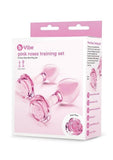 B-Vibe Pink Roses Glass Butt Plug Training Set 2Pc