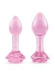B-Vibe Pink Roses Glass Butt Plug Training Set 2Pc