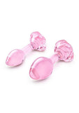 B-Vibe Pink Roses Glass Butt Plug Training Set 2Pc