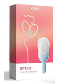 Bite Me Sucking Tapping & Vibrating Silicone Rechargeable Cream Pop Stimulator - Blue/White