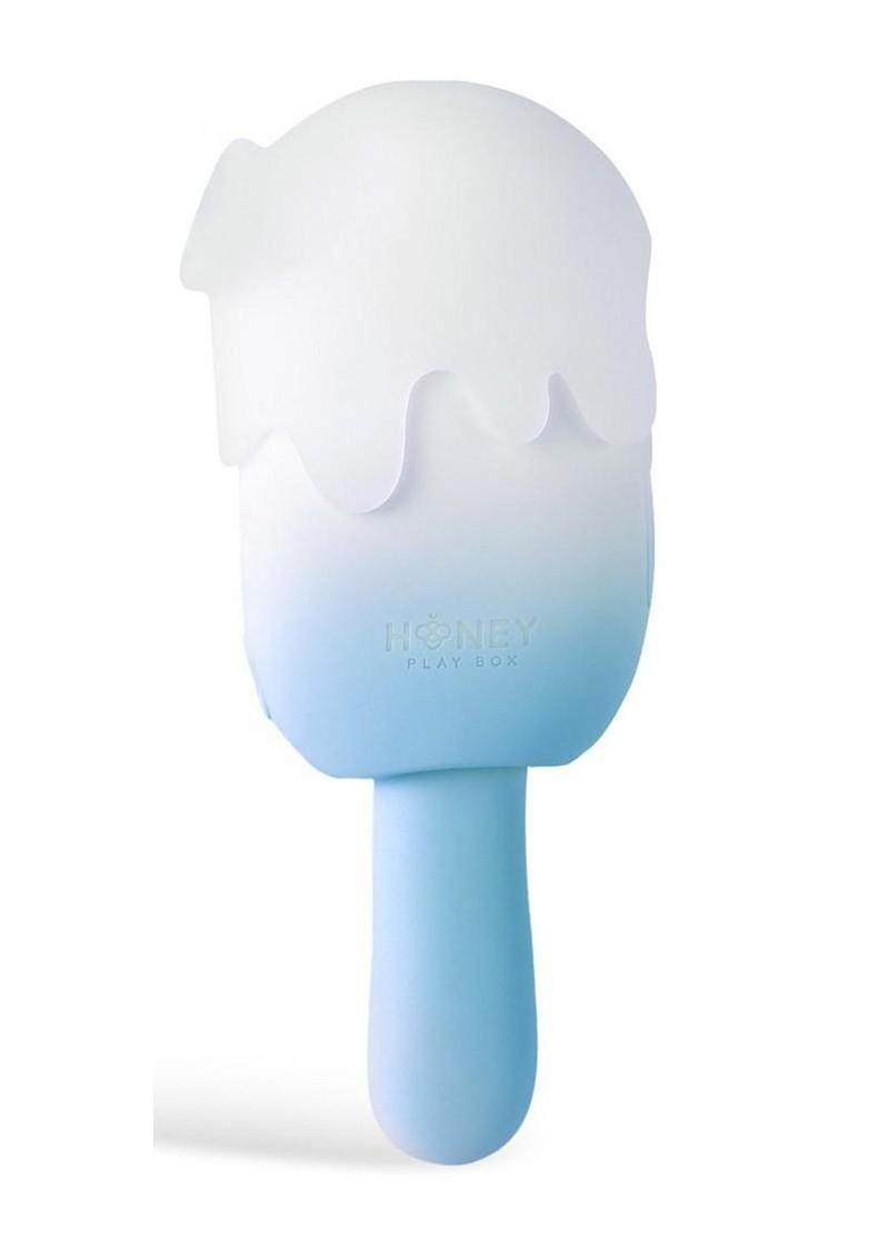 Bite Me Sucking Tapping & Vibrating Silicone Rechargeable Cream Pop Stimulator - Blue/White