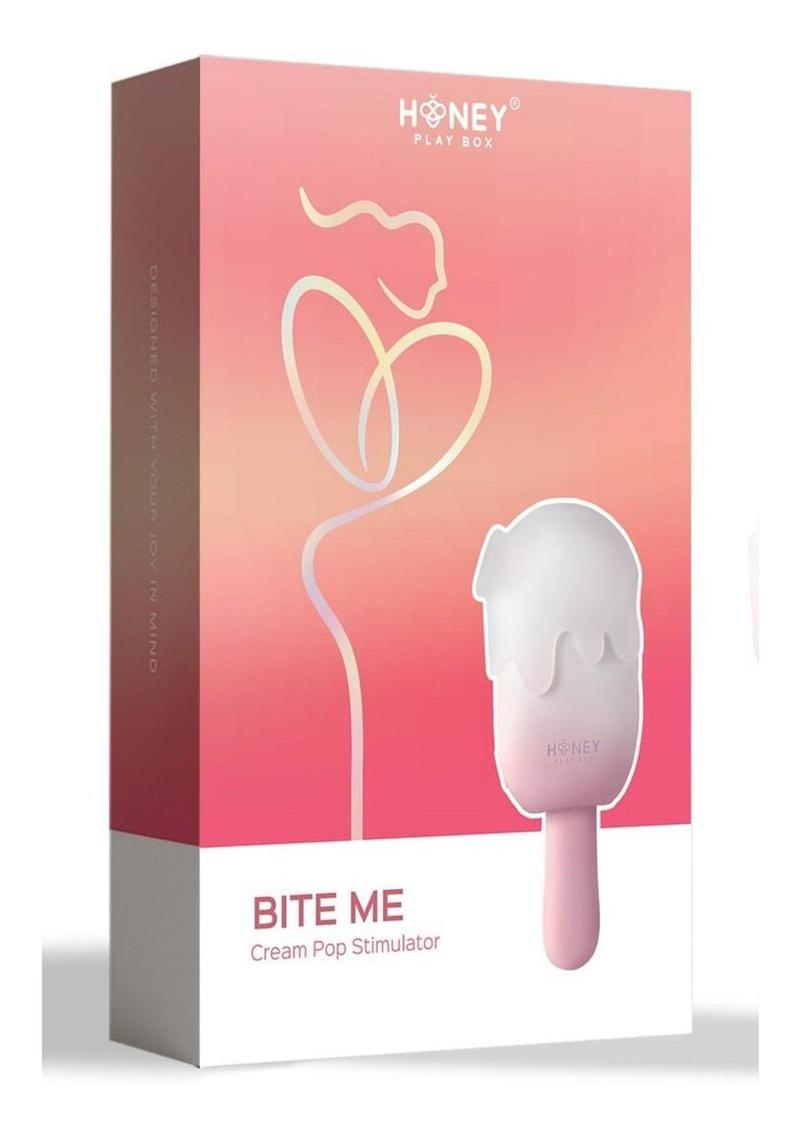 Bite Me Sucking Tapping & Vibrating Silicone Rechargeable Cream Pop Stimulator - Pink/White