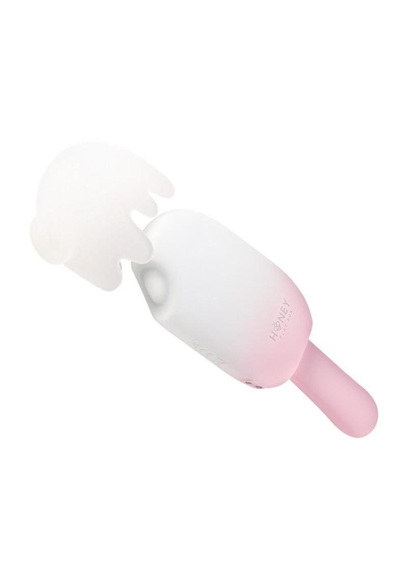 Bite Me Sucking Tapping & Vibrating Silicone Rechargeable Cream Pop Stimulator - Pink/White