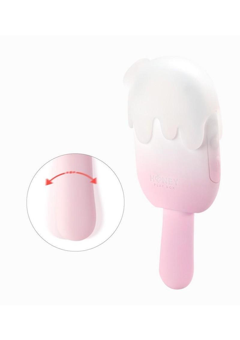 Bite Me Sucking Tapping & Vibrating Silicone Rechargeable Cream Pop Stimulator - Pink/White