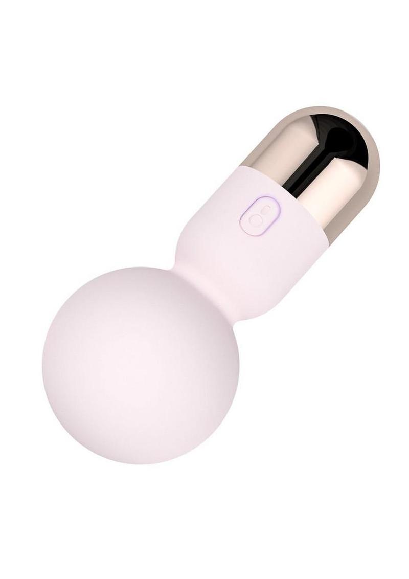 Pokewan Pocket Mini Vibrating Silicone Rechargeable Wand Massager - Pink/Rose Gold