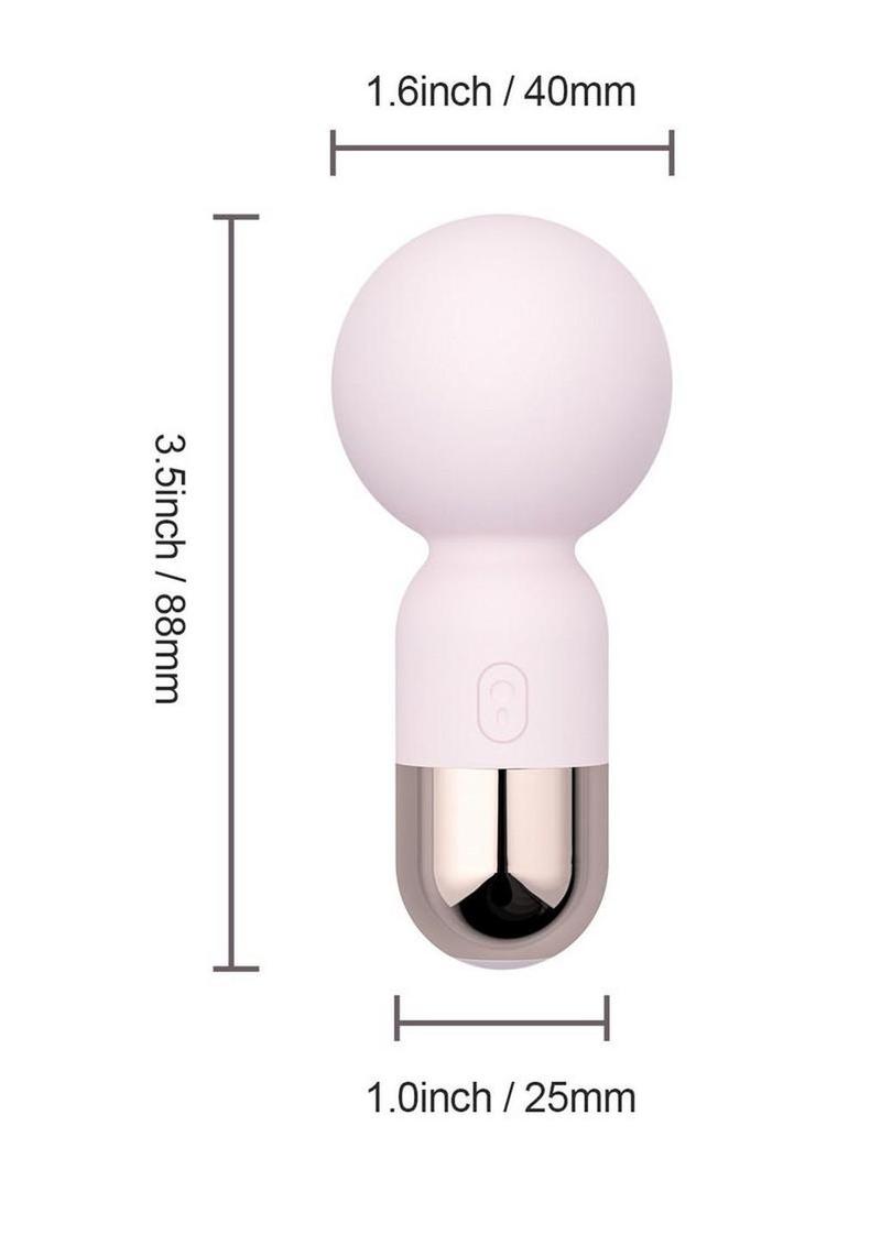 Pokewan Pocket Mini Vibrating Silicone Rechargeable Wand Massager - Pink/Rose Gold