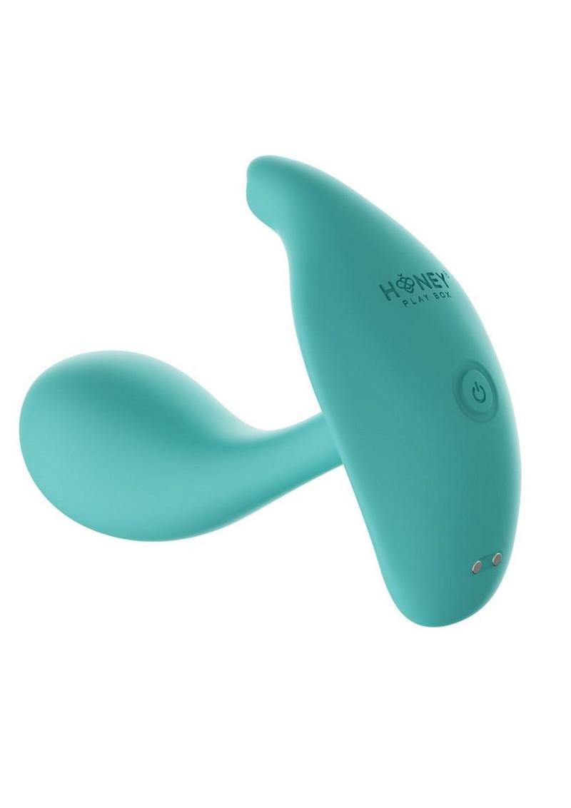 Oly 2 Pressure Sensing App enabled Wearable Rechargeable Silicone Clit & G Spot Vibrator - Light Blue
