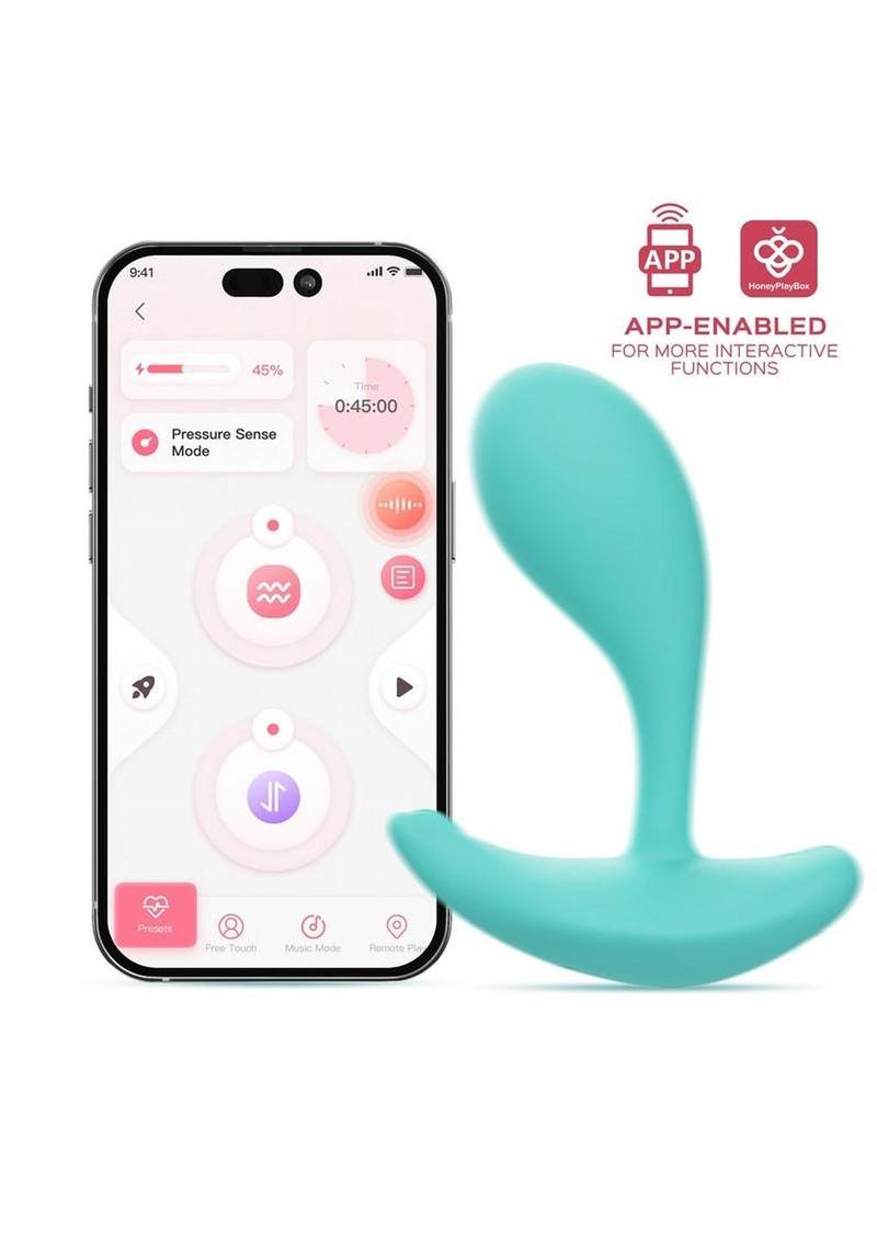 Oly 2 Pressure Sensing App enabled Wearable Rechargeable Silicone Clit & G Spot Vibrator - Light Blue